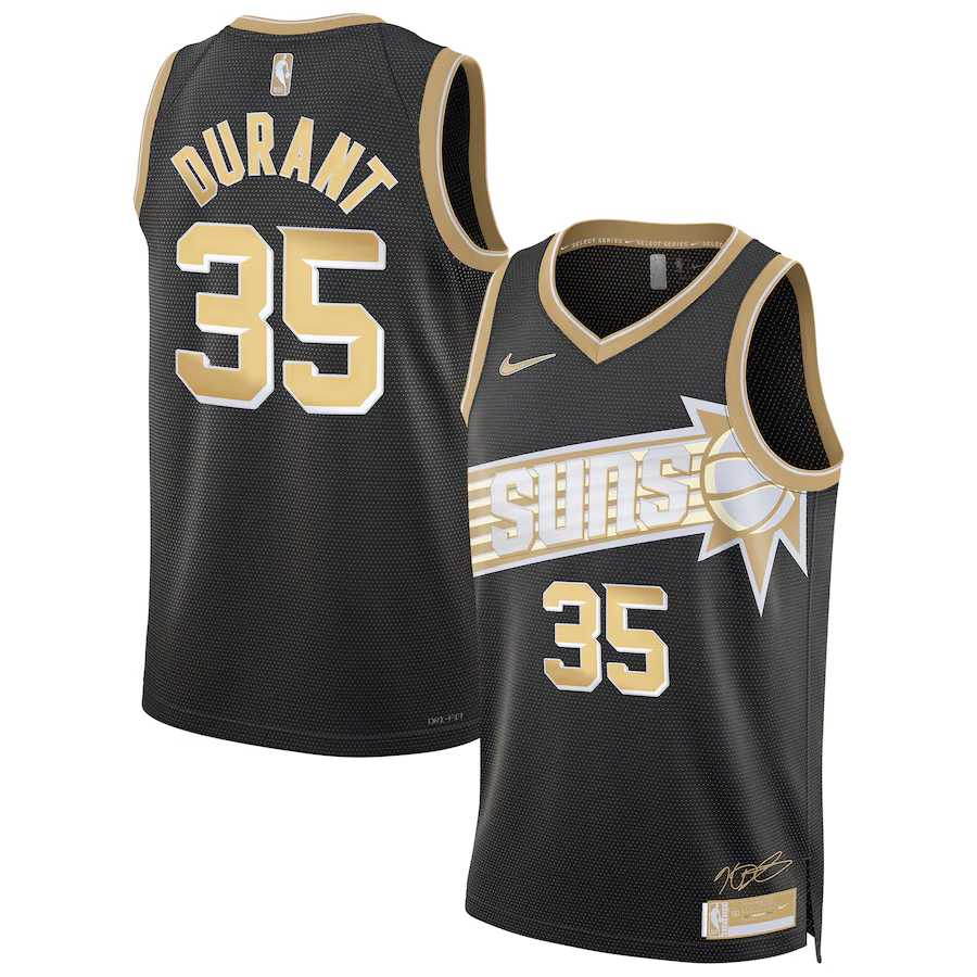 Mens Phoenix Suns #35 Kevin Durant Black Gold 2024 Select Series Stitched Jersey Dzhi->phoenix suns->NBA Jersey